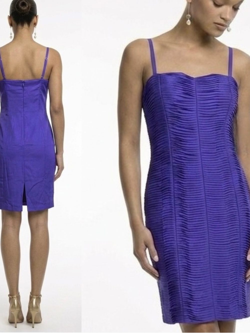 NWT Calvin Klein Purple Strap Texture Dress Size 6 Adjustable Y2K
